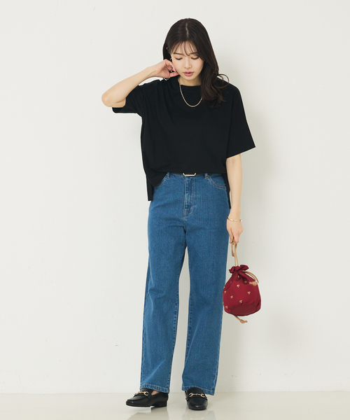 abahouse mavie（アバハウスマヴィ）の「【大人の推しT！】シルケット天竺ワイドTシャツ/半袖（Tシャツ/カットソー・レディース・ブラック/サックスブルー/ホワイト/ダークブラウン・フリー）」の21枚目の写真