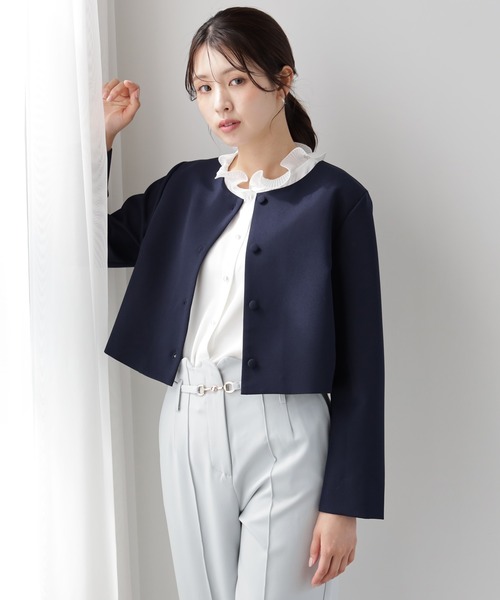 DRESS PLUS(ドレスプラス)の「喪服にも使えるノーカラージャケット(カーディガン/ボレロ・レディース・ネイビー/ブラック・L/M/XL)」の3枚目の写真