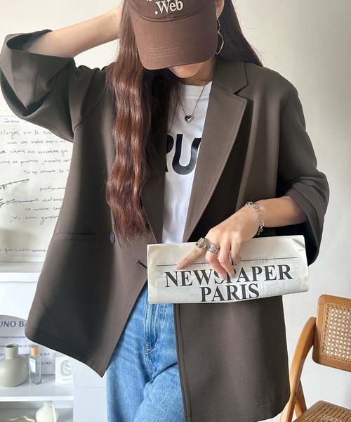 Classical Origin（クラシカルオリジン）の「【Classical Origin】「大人の風格。」ダブルテーラードオーバーサイズジャケット/Double-breasted tailored oversized jacket（テーラードジャケット・メンズ・ブラック/ブラウン・X-LARGE/MEDIUM/LARGE）」の3枚目の写真