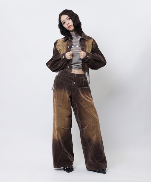 SPIRALGIRL（スパイラルガール）の「ベロアデニムジャケット（デニムジャケット・レディース・ブラウン/ネイビー・FREE）」の17枚目の写真