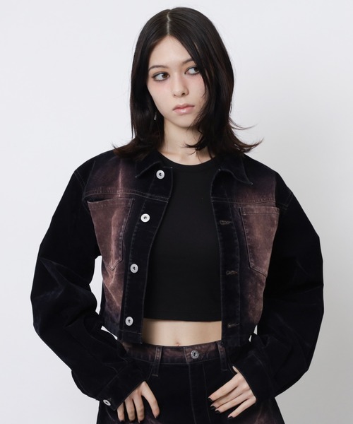 SPIRALGIRL（スパイラルガール）の「ベロアデニムジャケット（デニムジャケット・レディース・ブラウン/ネイビー・FREE）」の21枚目の写真