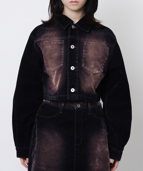 SPIRALGIRL（スパイラルガール）の「ベロアデニムジャケット（デニムジャケット・レディース・ブラウン/ネイビー・FREE）」の3枚目の写真