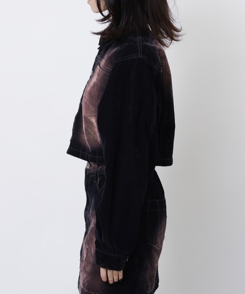 SPIRALGIRL（スパイラルガール）の「ベロアデニムジャケット（デニムジャケット・レディース・ブラウン/ネイビー・FREE）」の4枚目の写真