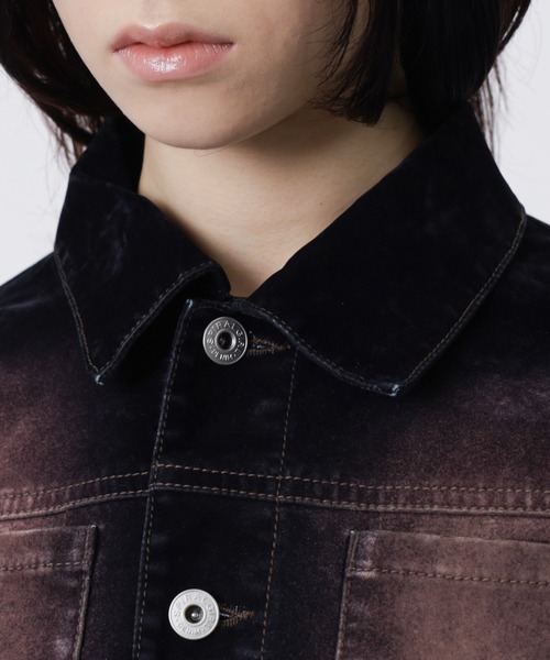SPIRALGIRL（スパイラルガール）の「ベロアデニムジャケット（デニムジャケット・レディース・ブラウン/ネイビー・FREE）」の6枚目の写真