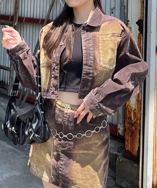 SPIRALGIRL（スパイラルガール）の「ベロアデニムジャケット（デニムジャケット・レディース・ブラウン/ネイビー・FREE）」の15枚目の写真