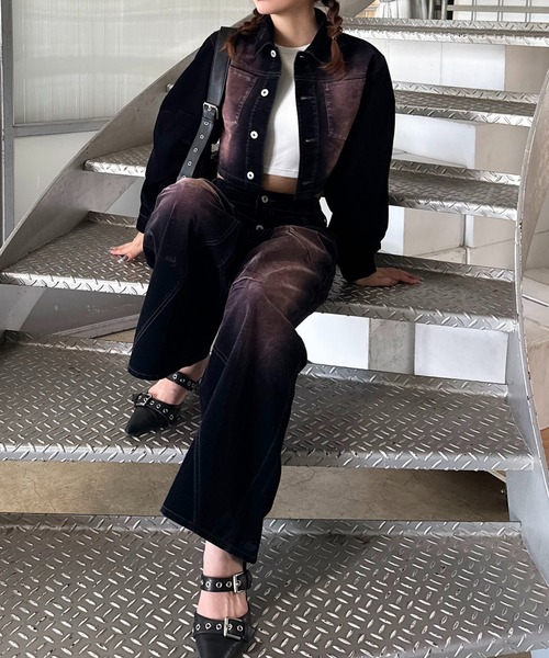 SPIRALGIRL（スパイラルガール）の「ベロアデニムジャケット（デニムジャケット・レディース・ブラウン/ネイビー・FREE）」の10枚目の写真