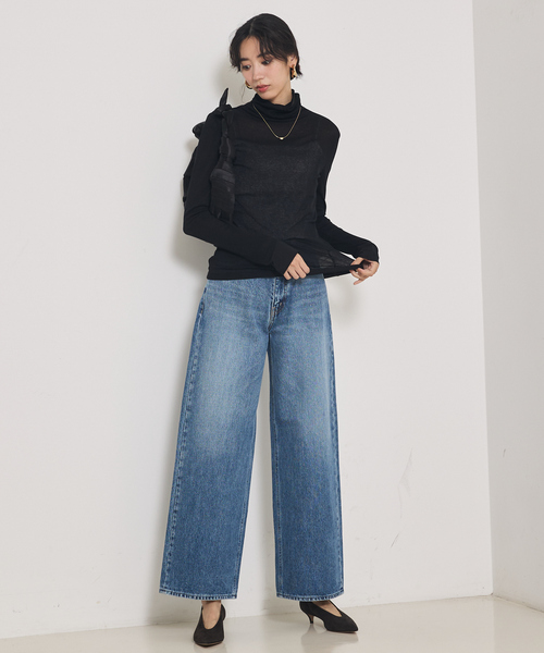 qualite(カリテ)の「シアーテレコプルオーバー/秋服/冬服/タートルネック/シアー/レイヤード(Tシャツ/カットソー・レディース・ブラック/ベージュ/アイボリー・フリー)」の4枚目の写真