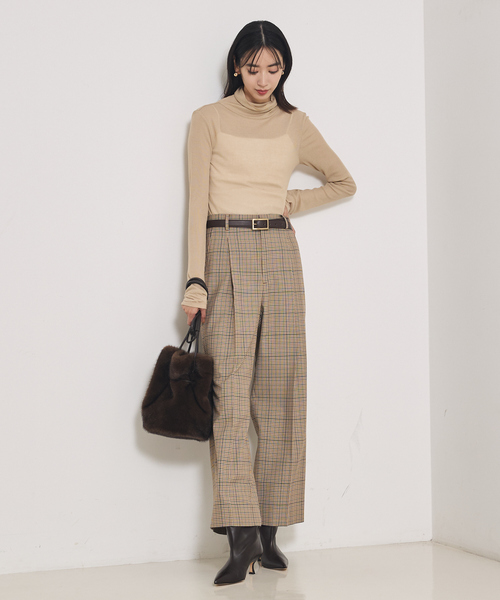 qualite(カリテ)の「シアーテレコプルオーバー/秋服/冬服/タートルネック/シアー/レイヤード(Tシャツ/カットソー・レディース・ブラック/ベージュ/アイボリー・フリー)」の6枚目の写真