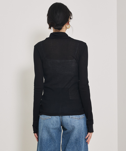 qualite(カリテ)の「シアーテレコプルオーバー/秋服/冬服/タートルネック/シアー/レイヤード(Tシャツ/カットソー・レディース・ブラック/ベージュ/アイボリー・フリー)」の12枚目の写真