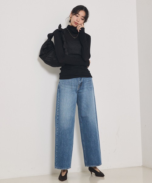 qualite(カリテ)の「シアーテレコプルオーバー/秋服/冬服/タートルネック/シアー/レイヤード(Tシャツ/カットソー・レディース・ブラック/ベージュ/アイボリー・フリー)」の15枚目の写真