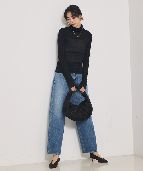 qualite(カリテ)の「シアーテレコプルオーバー/秋服/冬服/タートルネック/シアー/レイヤード(Tシャツ/カットソー・レディース・ブラック/ベージュ/アイボリー・フリー)」の16枚目の写真