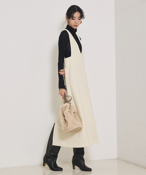 qualite(カリテ)の「シアーテレコプルオーバー/秋服/冬服/タートルネック/シアー/レイヤード(Tシャツ/カットソー・レディース・ブラック/ベージュ/アイボリー・フリー)」の18枚目の写真