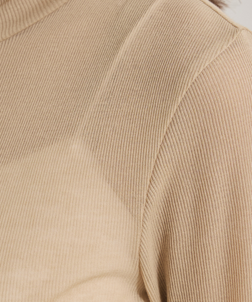 qualite(カリテ)の「シアーテレコプルオーバー/秋服/冬服/タートルネック/シアー/レイヤード(Tシャツ/カットソー・レディース・ブラック/ベージュ/アイボリー・フリー)」の21枚目の写真