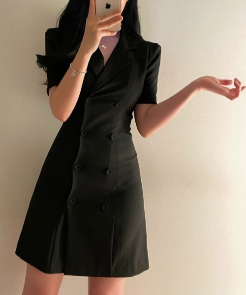 FREE STYLISTS(フリー スタイリスト)の「YUGA_YGMC Double button dress(ワンピース・レディース・グリーン/ベージュ/ブラック・FREE)」の7枚目の写真