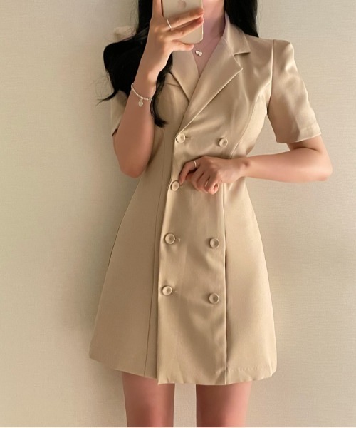 FREE STYLISTS(フリー スタイリスト)の「YUGA_YGMC Double button dress(ワンピース・レディース・グリーン/ベージュ/ブラック・FREE)」の10枚目の写真
