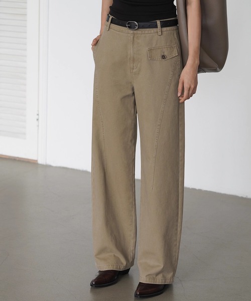 EIGHTHMONTH(エイスマンス)の「カーブライン ワイドパンツ EM25a008【EIGHTHMONTH】(その他パンツ・レディース・カーキ・M/S/L)」の1枚目の写真