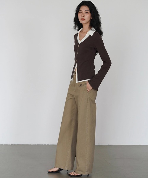 EIGHTHMONTH(エイスマンス)の「カーブライン ワイドパンツ EM25a008【EIGHTHMONTH】(その他パンツ・レディース・カーキ・M/S/L)」の3枚目の写真