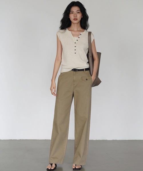 EIGHTHMONTH(エイスマンス)の「カーブライン ワイドパンツ EM25a008【EIGHTHMONTH】(その他パンツ・レディース・カーキ・M/S/L)」の4枚目の写真