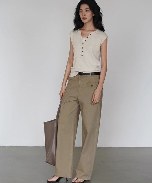 EIGHTHMONTH(エイスマンス)の「カーブライン ワイドパンツ EM25a008【EIGHTHMONTH】(その他パンツ・レディース・カーキ・M/S/L)」の5枚目の写真