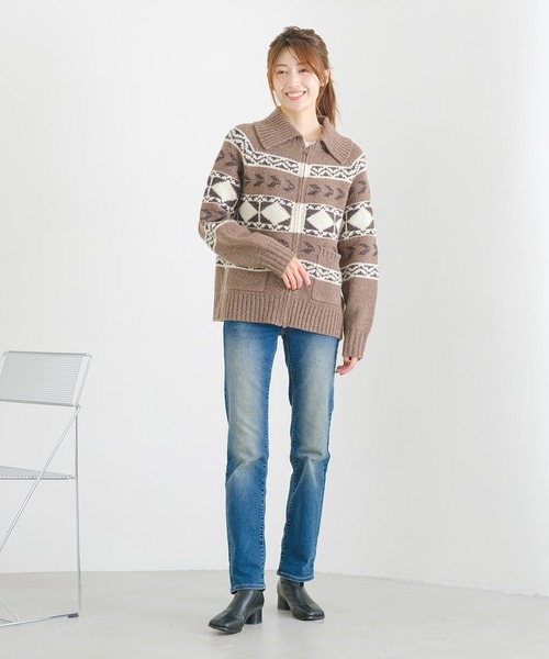Levi's(リーバイス)の「Levi's/リーバイス FAIRISLE カーディガン(カーディガン/ボレロ・レディース・ブラウン・M/S/XS)」の8枚目の写真