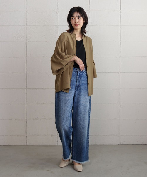 Bou Jeloud(ブージュルード)の「ギャザースリーブシャツ(シャツ/ブラウス・レディース・ライム/モカ/ブラック・38)」の22枚目の写真