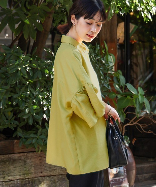 Bou Jeloud(ブージュルード)の「ギャザースリーブシャツ(シャツ/ブラウス・レディース・ライム/モカ/ブラック・38)」の20枚目の写真