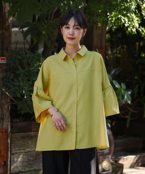 Bou Jeloud(ブージュルード)の「ギャザースリーブシャツ(シャツ/ブラウス・レディース・ライム/モカ/ブラック・38)」の21枚目の写真