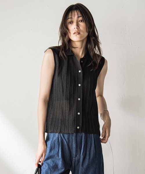 MAYSON GREY（メイソングレイ）の「【WEB限定】シアーノースリーブニットプルオーバー≪手洗い可能≫（ニット/セーター・レディース・キャメル/ブラック・M）」の16枚目の写真