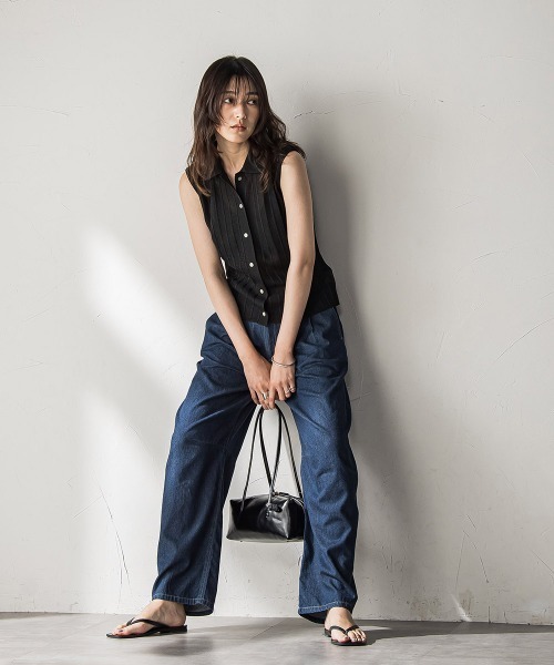MAYSON GREY（メイソングレイ）の「【WEB限定】シアーノースリーブニットプルオーバー≪手洗い可能≫（ニット/セーター・レディース・キャメル/ブラック・M）」の20枚目の写真