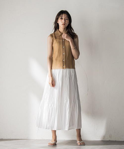 MAYSON GREY（メイソングレイ）の「【WEB限定】シアーノースリーブニットプルオーバー≪手洗い可能≫（ニット/セーター・レディース・キャメル/ブラック・M）」の8枚目の写真