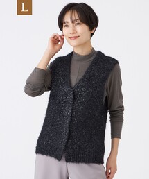【L】【ウォッシャブル】メタリックヤーンニットベスト