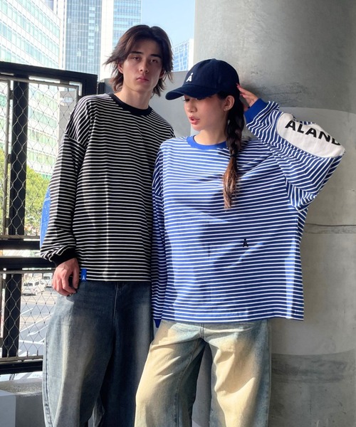 ALAND（エーランド）の「【UNISEX】ALAND／ボーダーロンT（Tシャツ/カットソー・レディース・ブラック/ブルー・MEDIUM/LARGE）」の2枚目の写真