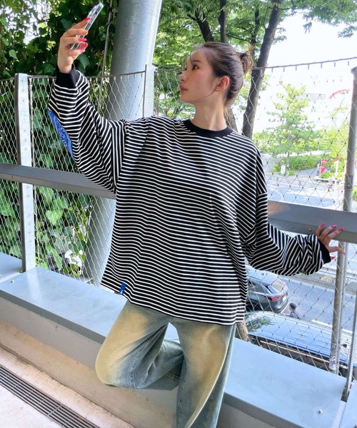 ALAND（エーランド）の「【UNISEX】ALAND／ボーダーロンT（Tシャツ/カットソー・レディース・ブラック/ブルー・MEDIUM/LARGE）」の3枚目の写真