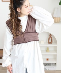 丸編みニットビスチェ
