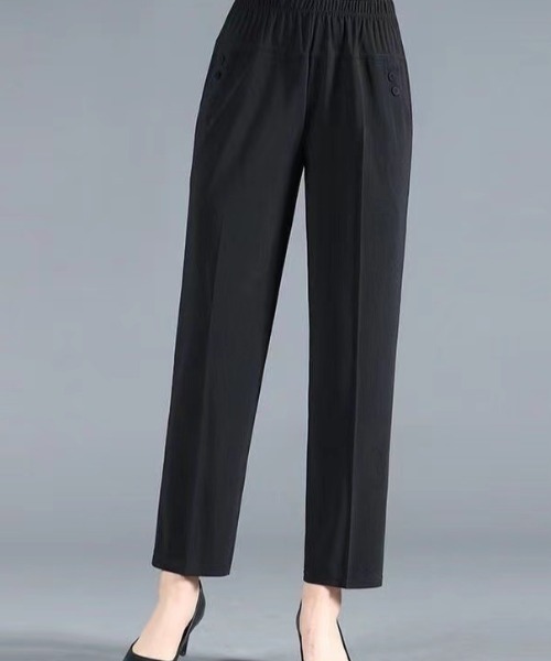 cammie(キャミー)の「ウエストゴムシンプルテーパードパンツ(その他パンツ・レディース・ブラック/ブラウン・MEDIUM/LARGE)」の4枚目の写真