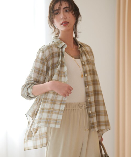 23区 シアーコットン チェック シャツ WEB&一部店舗限定】シアーコットン チェック シャツ（シャツ/ブラウス