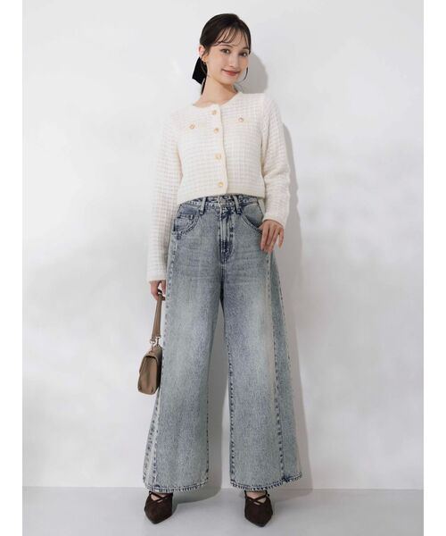 セール】ツイードライクショートニットジャケット（カーディガン