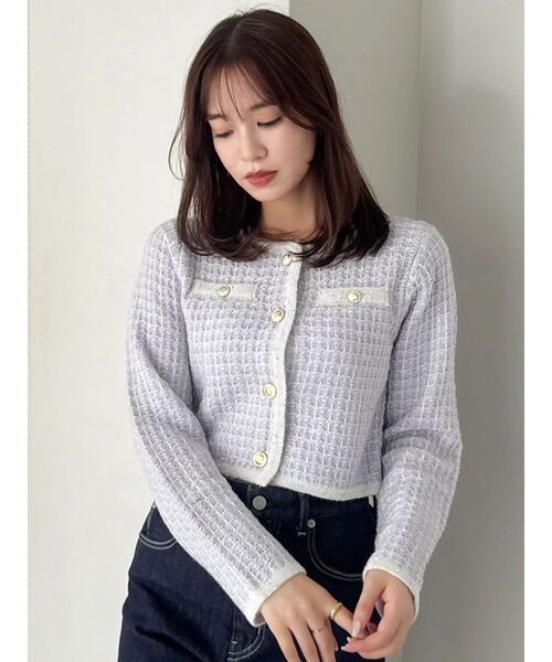 dazzlin(ダズリン)の「ツイードライクショートニットジャケット(カーディガン/ボレロ・レディース・ブラウン/アイボリー/パープル/ピンク・FREE)」の17枚目の写真