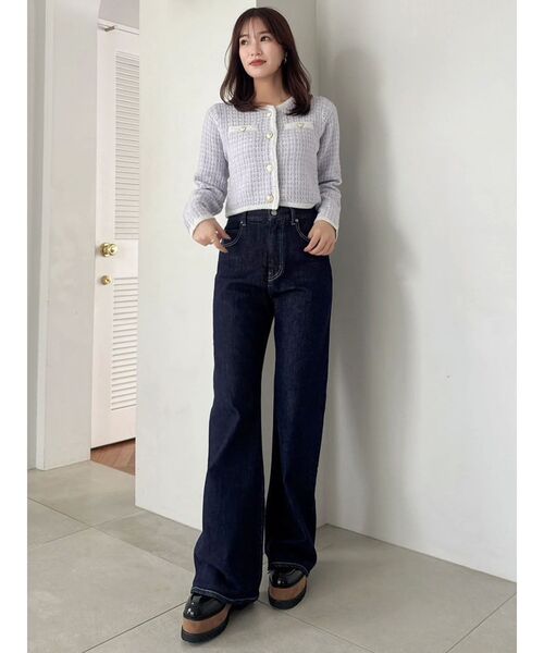 dazzlin(ダズリン)の「ツイードライクショートニットジャケット(カーディガン/ボレロ・レディース・ブラウン/アイボリー/パープル/ピンク・FREE)」の5枚目の写真