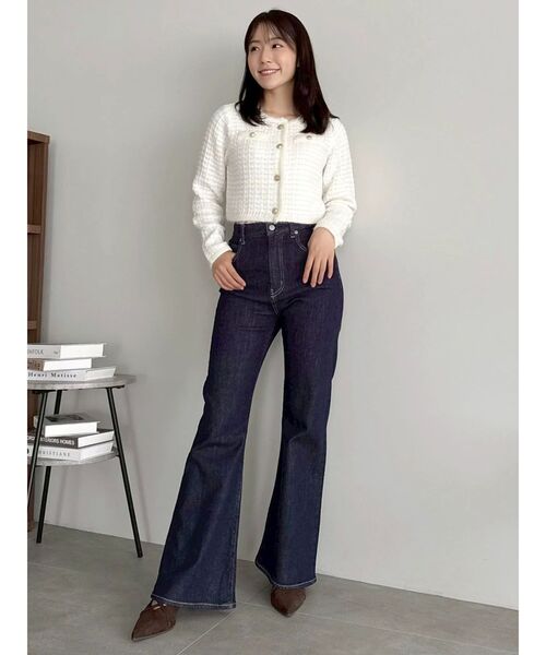 dazzlin(ダズリン)の「ツイードライクショートニットジャケット(カーディガン/ボレロ・レディース・ブラウン/アイボリー/パープル/ピンク・FREE)」の9枚目の写真