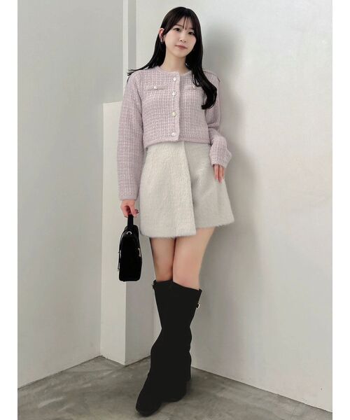 dazzlin(ダズリン)の「ツイードライクショートニットジャケット(カーディガン/ボレロ・レディース・ブラウン/アイボリー/パープル/ピンク・FREE)」の19枚目の写真