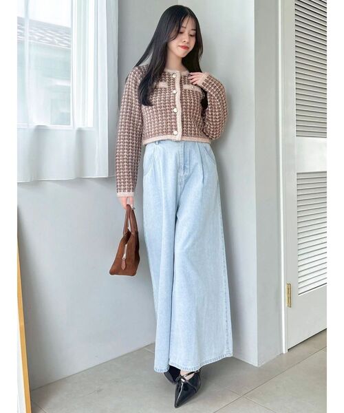 ツイードライクショートニットジャケット（カーディガン/ボレロ