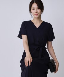 【手洗い可/日本製】カシュクール風ワンピース