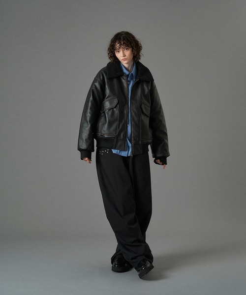 ONCILY（オンシェリー）の「BOA ARTIFICIAL FLIGHT BLOUSON / ボアアーティフィシャルフライトブルゾン（ブルゾン・メンズ・ブラック/ブラック系その他/ブラウン・SMALL/MEDIUM/LARGE）」の12枚目の写真