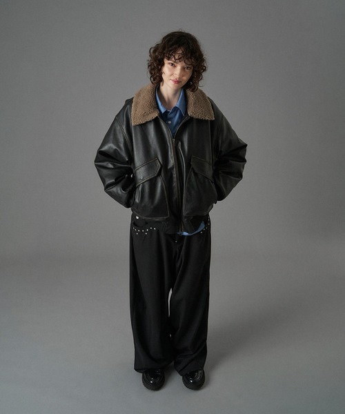 ONCILY（オンシェリー）の「BOA ARTIFICIAL FLIGHT BLOUSON / ボアアーティフィシャルフライトブルゾン（ブルゾン・メンズ・ブラック/ブラック系その他/ブラウン・SMALL/MEDIUM/LARGE）」の22枚目の写真