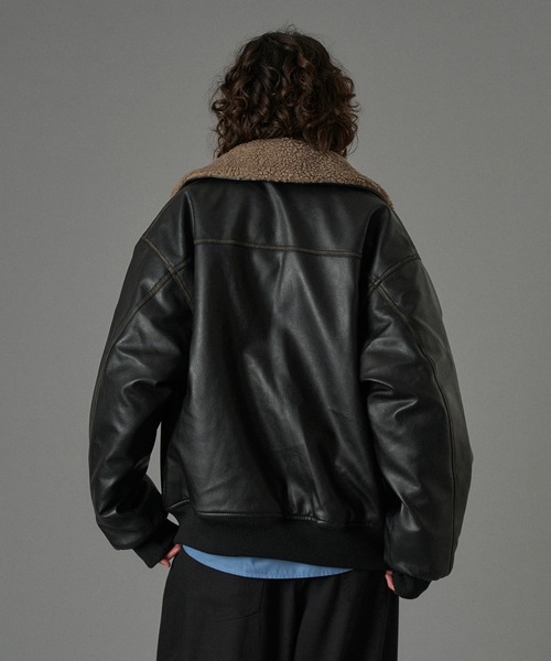 ONCILY（オンシェリー）の「BOA ARTIFICIAL FLIGHT BLOUSON / ボアアーティフィシャルフライトブルゾン（ブルゾン・メンズ・ブラック/ブラック系その他/ブラウン・SMALL/MEDIUM/LARGE）」の18枚目の写真