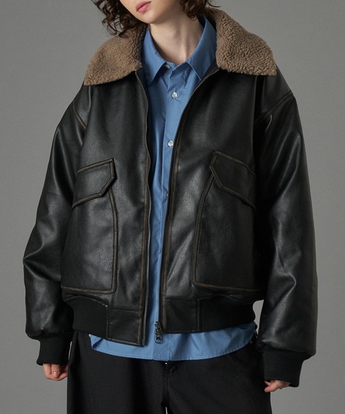 ONCILY（オンシェリー）の「BOA ARTIFICIAL FLIGHT BLOUSON / ボアアーティフィシャルフライトブルゾン（ブルゾン・メンズ・ブラック/ブラック系その他/ブラウン・SMALL/MEDIUM/LARGE）」の21枚目の写真