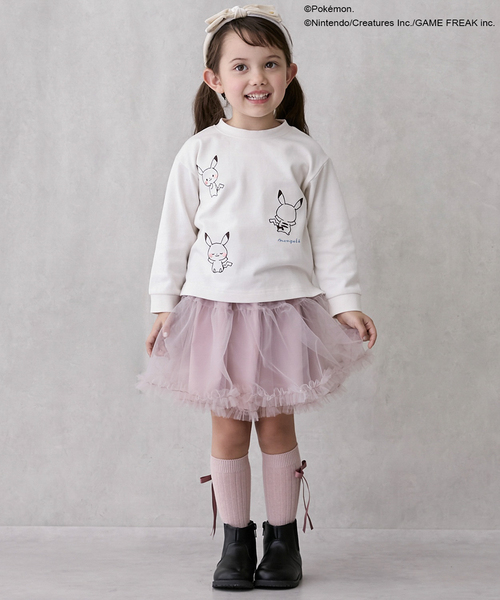 petit main(プティマイン)の「チュールスカート(スカート・キッズ・アイボリー/ライトピンク/チャコール・120cm/110cm/100cm/90cm/130cm/80cm)」の3枚目の写真