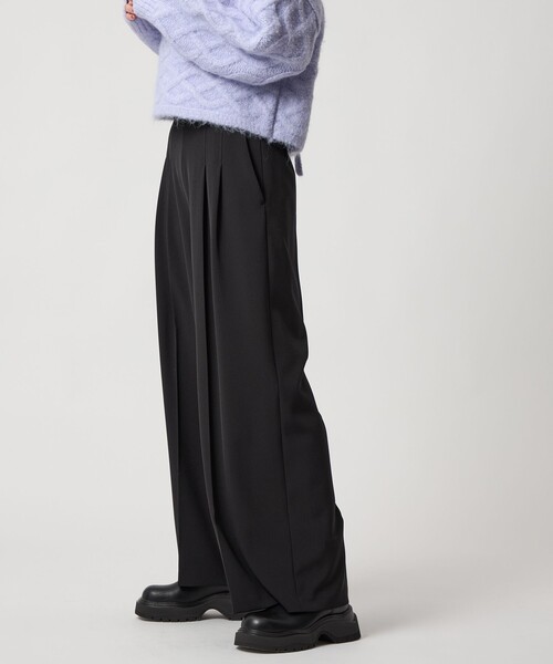 EMMEL REFINES（エメルリファインズ）の「＜EMMEL REFINES＞EM ハイウエスト ワイドパンツ（スラックス・レディース・ブラック/ライトグレー・M/S）」の3枚目の写真