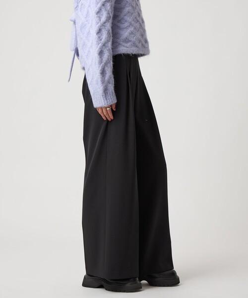 EMMEL REFINES（エメルリファインズ）の「＜EMMEL REFINES＞EM ハイウエスト ワイドパンツ（スラックス・レディース・ブラック/ライトグレー・M/S）」の5枚目の写真